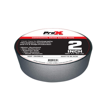 ProX XGF-260BLK 2" Commercial Grade Matte Gaffer Tape 180FT 60YD - Black
