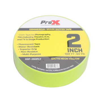 ProX XGF-260FLY 2" 180FT 60YD Fluorescent Yellow Commercial Grade Gaffer Tape Pros Choice Non-Residue