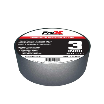ProX XGF-312BLK 3" Commercial Grade Matte Gaffer Tape 36FT 12YD - Black