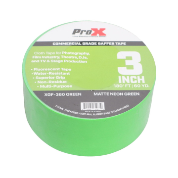 ProX XGF-360GREEN 3" 180FT 60YD Green Commercial Grade Gaffer Tape AV Pros Choice Non-Residue