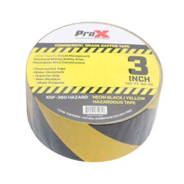 ProX XGF-360HAZARD 3" 180FT 60YD Hazardous Commercial Grade Gaffer Tape Pros Choice Non-Residue