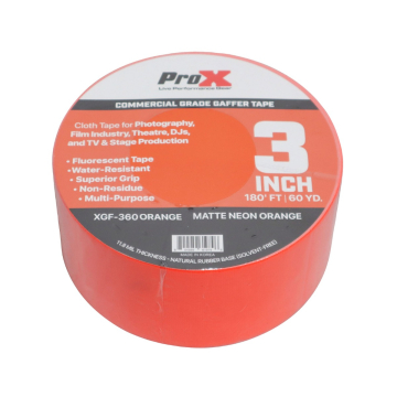 ProX XGF-360ORANGE 3" 180FT 60YD Fluorescent Orange Commercial Grade Gaffer Tape AV Pros Choice Non-Residue