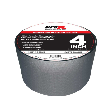 ProX XGF-460BLK 4" Commercial Grade Matte Gaffer Tape 180FT 60YD - Black