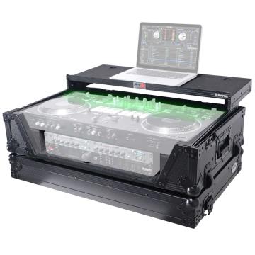 ProX XS-REV71K2U WLTBL LED ATA Style Flight Case for Pioneer DDJ-REV7/DDJ-1000 SRT DJ Controller with 2U Rack Space, Laptop Shelf, Wheels, LED - Black Finish