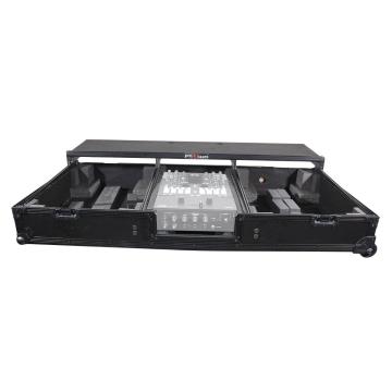 ProX XS-TMC1012WLTFBTLBL Flight Coffin Case For 12" Rane 72 Mixer and 2 Turntables with Laptop Shelf | Black on Black