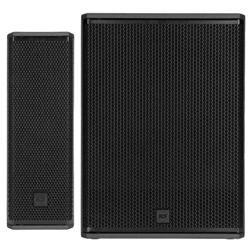 RCF NXL 14-A Compact Active Point Source Column Speaker Black with 18" Subwoofer Package