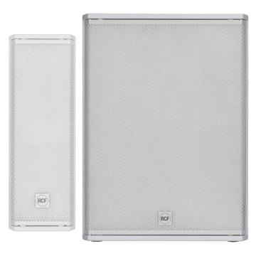 RCF NXL 14-A W Compact Active Point Source Column Speaker White with 18" Subwoofer Package