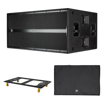 RCF SUB-9006AS Active Dual 18" High Power Subwoofer with Cover & Wheel Board Package