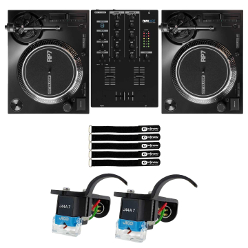 Reloop RP-7 Professional 7" DJ Turntable System 2-Pack with Mixer & Cartridges Package