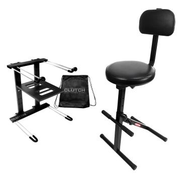 Ultimate Support JS-MPF100 Music Performance Chair with Black Professional Laptop Stand Package