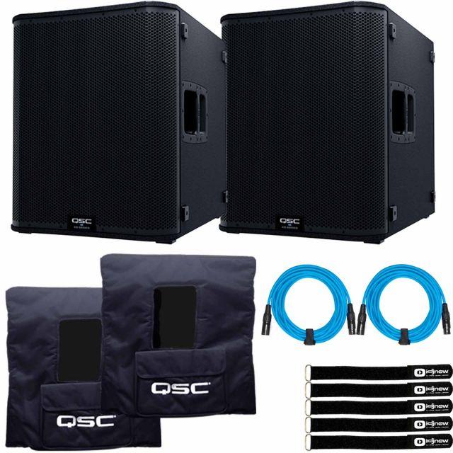 2) QSC Active Subwoofers with Covers | IDJNOW