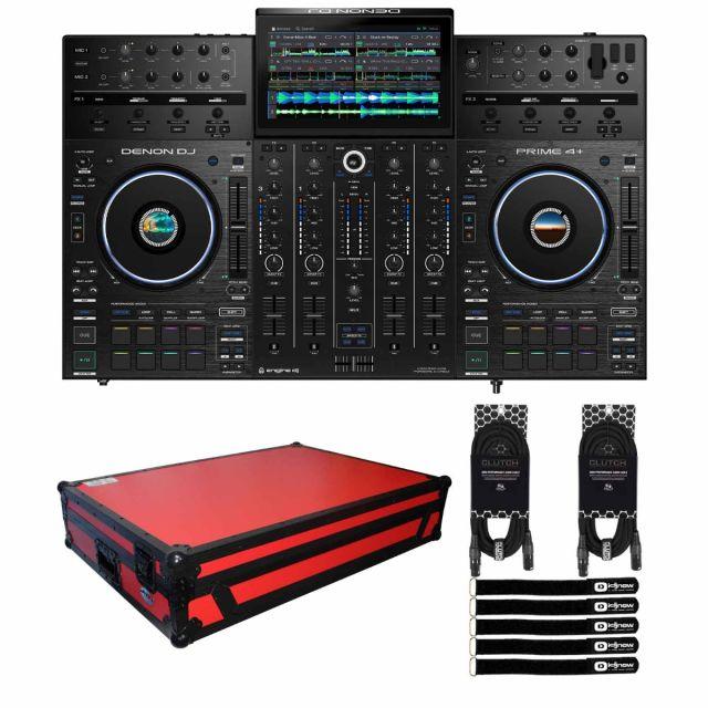 Denon DJ PRIME 4+ 4-Deck Controller with Red Case | IDJNOW