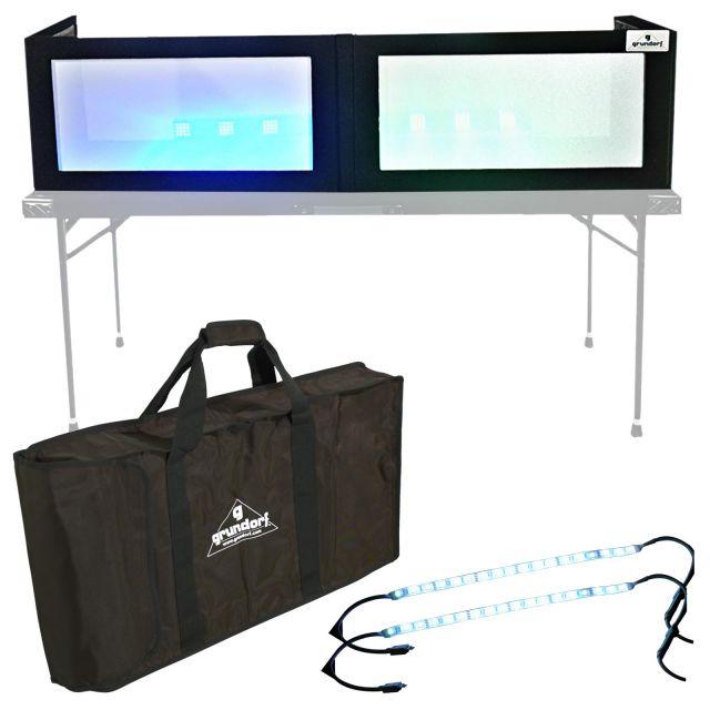 Façade 4S DJ Booth DJ Façade protecion visuelle, Table Top Facade écran de  protection visuelle pour table, 4 panneaux, Matériau des bâches : Lycra, cadre en acier noir