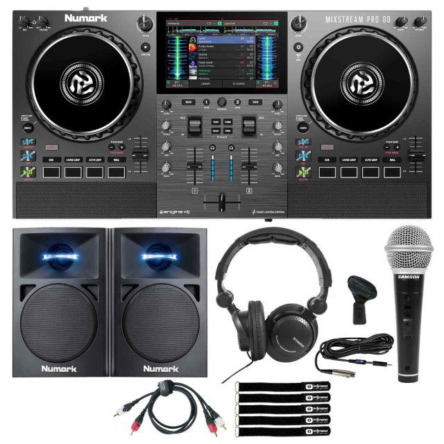 Pioneer DJ DDJ-400 2-channel Rekordbox DJ Controller with Numark N-Wave 360  Powered Monitors & Microphone Package 