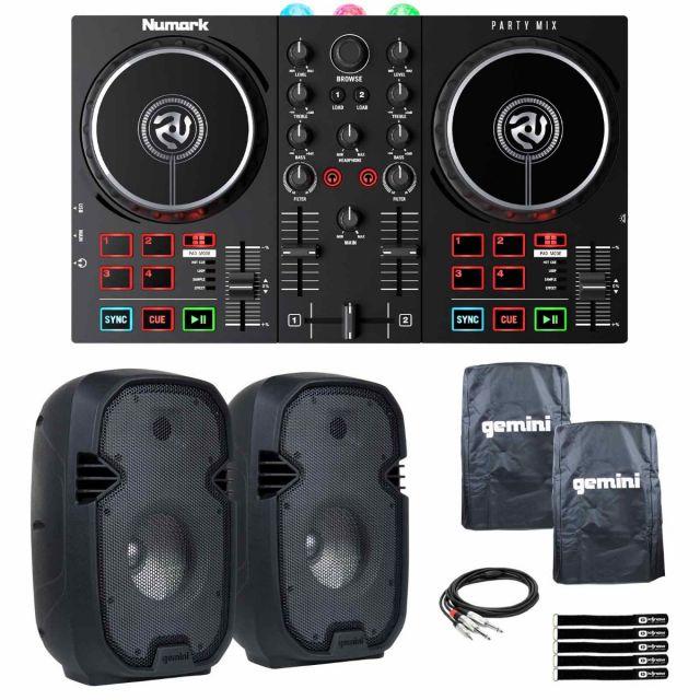 Numark Party Mix II - DJ Controller with Party Lights, DJ Set with 2 Decks,  DJ Mixer, Audio Interface and USB Connectivity + Serato DJ Lite