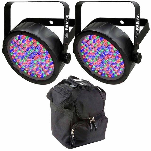 2) Chauvet DJ COLORstrip LED Uplights with Remote & Bag